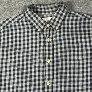 Portuguese Flannel Co Mens LS Button Shirt Grey Black Blue Sz Medium Geometric